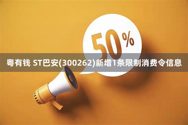 粤有钱 ST巴安(300262)新增1条限制消费令信息