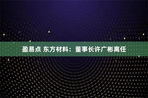 盈易点 东方材料：董事长许广彬离任